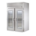 True STR2RRI-2G - Roll-In Refrigerator, two-section, (2) glass doorss, stainless steel front & sides